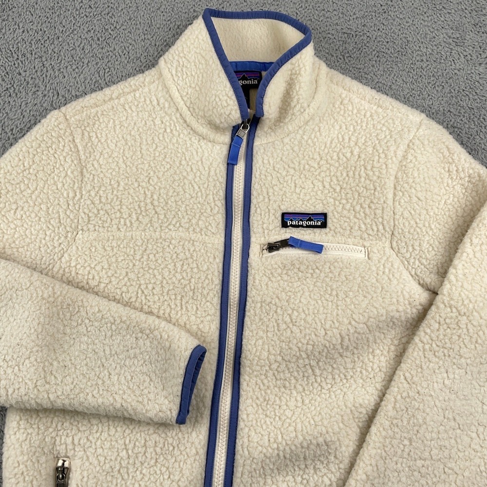 Patagonia Retro Pile Fleece Jacket Womens XS Cream Sherpa Full Zip Soft Warm